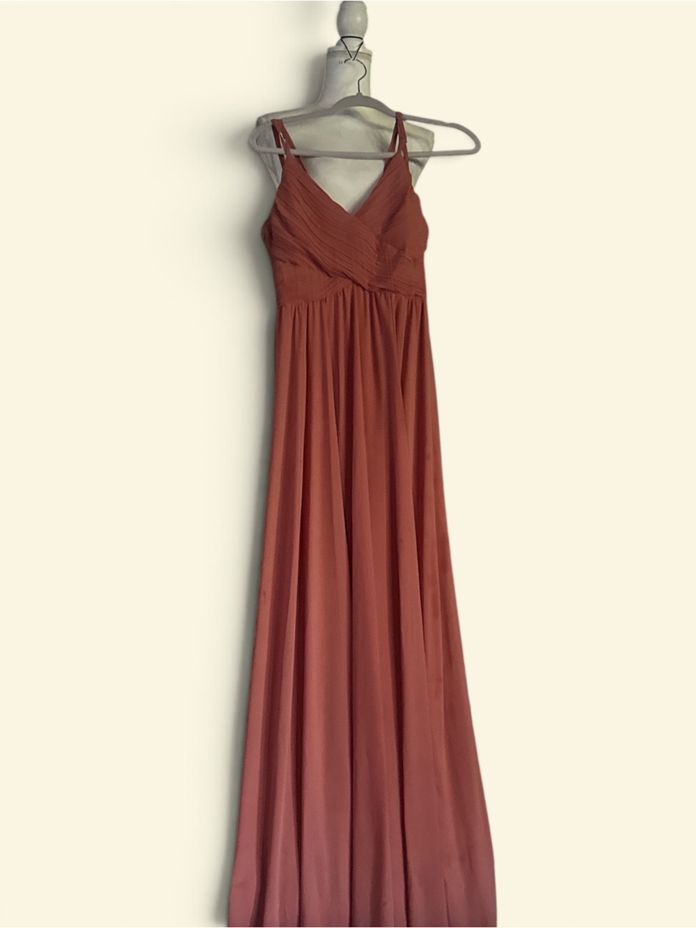 NWT Lulus Women's Rust Rose Slow Dancing lined Maxi Dress V-Neck & lace back SZM - Picture 1 of 7